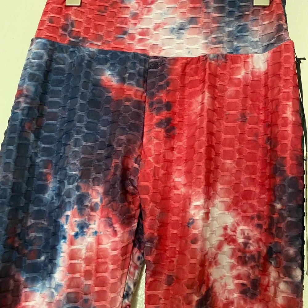 Wome’s Vibrant Tie-Dye Jeggings - Red and Blue